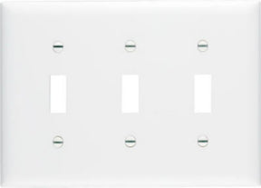 Legrand TP3WCC12 Switch Wallplate, 4.68 in L, 6-1/2 in W, 3 -Gang, Nylon, White