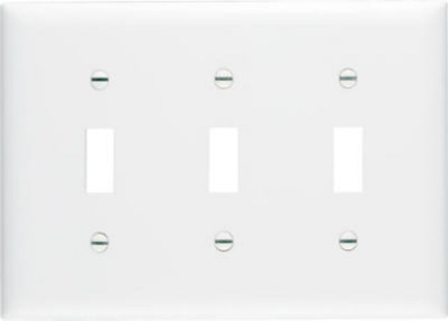 Legrand TP3WCC12 Switch Wallplate, 4.68 in L, 6-1/2 in W, 3 -Gang, Nylon, White