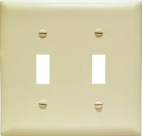 Legrand TradeMaster TPJ Series TPJ2ICC10 Wallplate, 5.0625 in L, 5-1/8 in W, 2-Gang, Plastic, Ivory, Matte