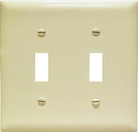Legrand TradeMaster TPJ Series TPJ2ICC10 Wallplate, 5.0625 in L, 5-1/8 in W, 2-Gang, Plastic, Ivory, Matte