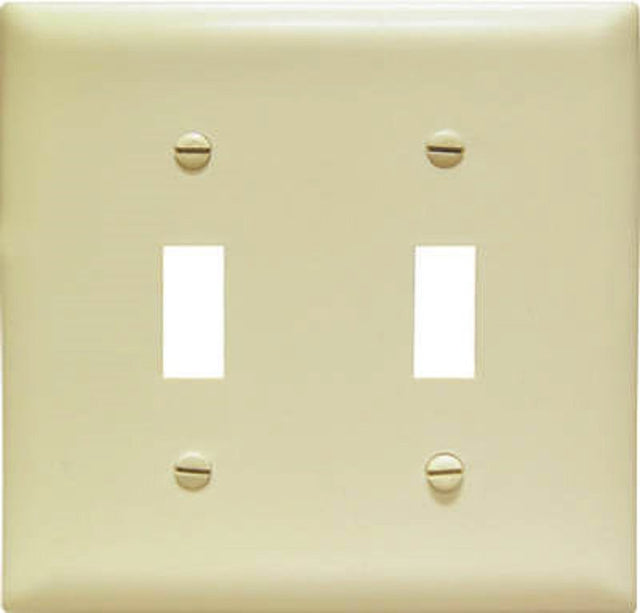 Legrand TradeMaster TPJ Series TPJ2ICC10 Wallplate, 5.0625 in L, 5-1/8 in W, 2-Gang, Plastic, Ivory, Matte