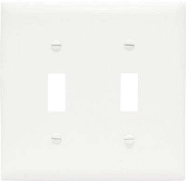Legrand TPJ2WCC10 Wallplate, 4.93 in L, 4.87 in W, 2 -Gang, Nylon, White