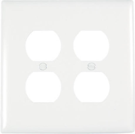 Legrand TradeMaster TPJ Series TPJ82WCC10 Wallplate, 5.0625 in L, 5-1/8 in W, Jumbo, 2-Gang, Plastic, White