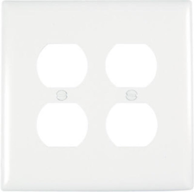 Legrand TradeMaster TPJ Series TPJ82WCC10 Wallplate, 5.0625 in L, 5-1/8 in W, Jumbo, 2-Gang, Plastic, White