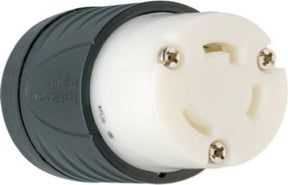 Legrand Turnlok L530CCCV3 Locking Connector, 2 -Pole, 30 A, 125 V, IP20, NEMA: NEMA L5-30R, Black/White