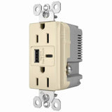 Legrand radiant R26USBAC6LACCV4 USB Outlet, 15 A, 125 V, Type A, C USB, NEMA: NEMA 5-15R, Light Almond