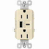 Legrand radiant R26USBAC6LACCV4 USB Outlet, 15 A, 125 V, Type A, C USB, NEMA: NEMA 5-15R, Light Almond