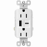 Legrand radiant R26USBAC6WCCV6 USB Wallplate, 15 A, 125 V, Type A, C USB, NEMA: NEMA 5-15R, White