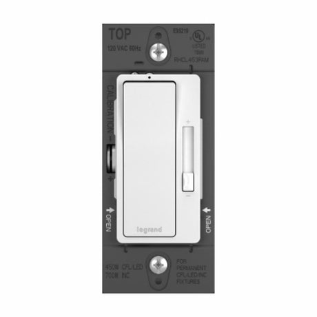 Legrand radiant Series RHCL453PWAMCC4 Dimmer with Microban, 120 V, 450 W, CFL, LED Lamp, 3-Way, White