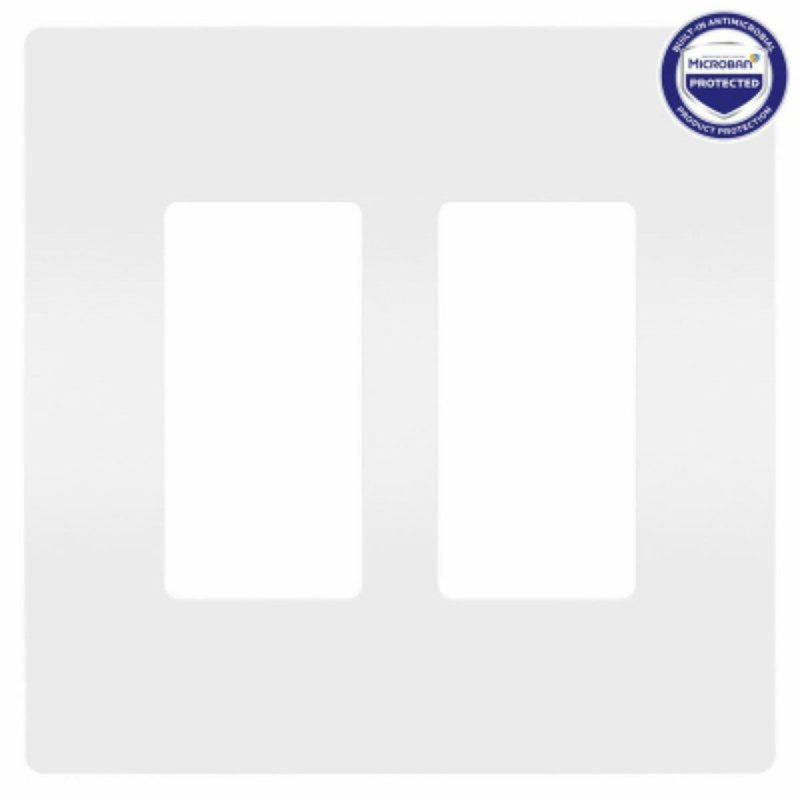 Pass & Seymour radiant Series RWP262WAMCC6 Wallplate, 4.94 in L, 4.96 in W, 2-Gang, Polycarbonate, White, Satin