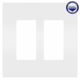 Pass & Seymour radiant Series RWP262WAMCC6 Wallplate, 4.94 in L, 4.96 in W, 2-Gang, Polycarbonate, White, Satin