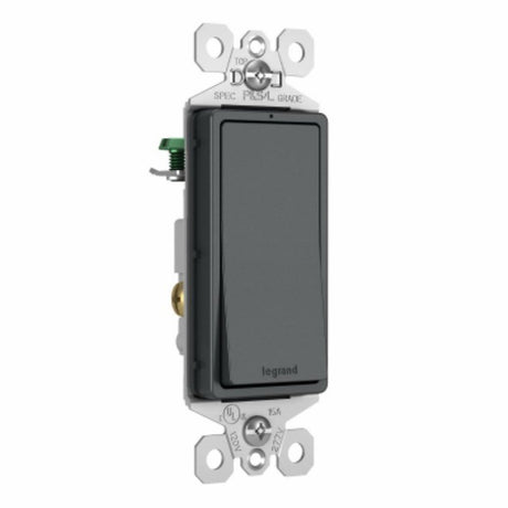 Legrand radiant Series TM870GCC10 Rocker Switch, 15 A, 120/277 V, Push Wire, Side Wire Terminal, Graphite