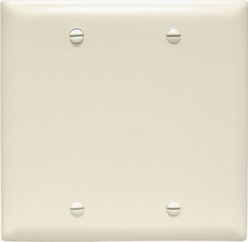 Legrand TP23LACC12 Blank Wallplate, 4.68 in L, 4-3/4 in W, 0.07 in Thick, 2 -Gang, Nylon, Light Almond