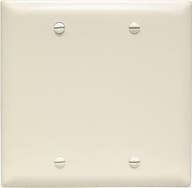 Legrand TP23LACC12 Blank Wallplate, 4.68 in L, 4-3/4 in W, 0.07 in Thick, 2 -Gang, Nylon, Light Almond