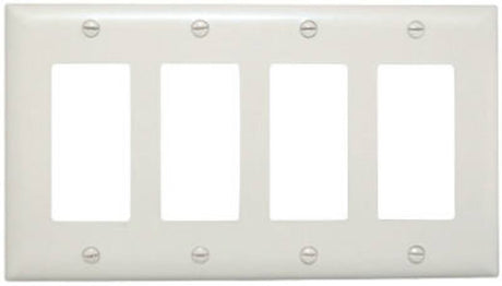 Legrand TradeMaster TP TP264WCC10 Wallplate, 5-1/2 in L, 4 -Gang, Nylon, White