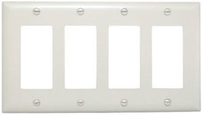 Pass & Seymour TradeMaster TP Series TP264WCC10 Wallplate, 5-1/2 in L, 4-Gang, Nylon, White