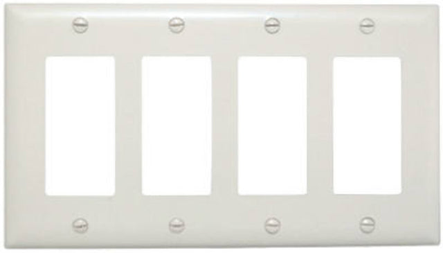 Pass & Seymour TradeMaster TP Series TP264WCC10 Wallplate, 5-1/2 in L, 4-Gang, Nylon, White