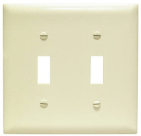 Legrand TradeMaster TP TP2-I Wallplate, 4.687 in L, 4-3/4 in W, 2 -Gang, Plastic, Ivory, Matte