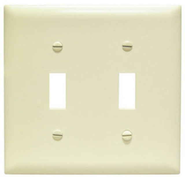 Legrand TradeMaster TP TP2-I Wallplate, 4.687 in L, 4-3/4 in W, 2 -Gang, Plastic, Ivory, Matte