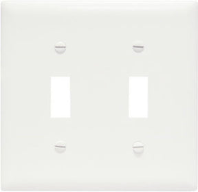 Legrand TP2WCC30 Switch Wallplate, 4.68 in L, 4-3/4 in W, 2 -Gang, Nylon, White, Smooth