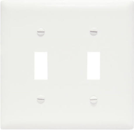 Legrand TP2WCC30 Switch Wallplate, 4.68 in L, 4-3/4 in W, 2 -Gang, Nylon, White, Smooth