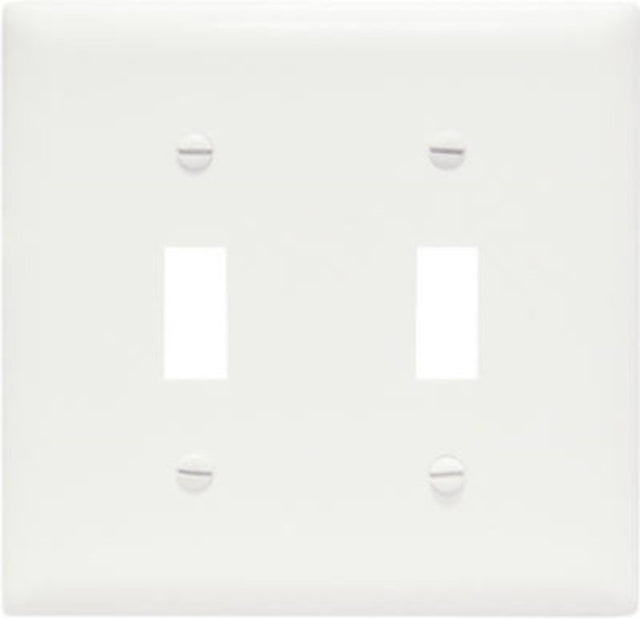 Legrand TP2WCC30 Switch Wallplate, 4.68 in L, 4-3/4 in W, 2 -Gang, Nylon, White, Smooth