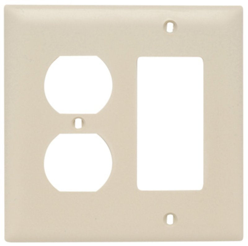 Legrand TradeMaster TP826ICC12 Combination Wallplate, 4.68 in L, 4-3/4 in W, 2 -Gang, Nylon, Ivory