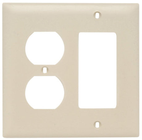 Legrand TradeMaster TP826ICC12 Combination Wallplate, 4.68 in L, 4-3/4 in W, 2 -Gang, Nylon, Ivory