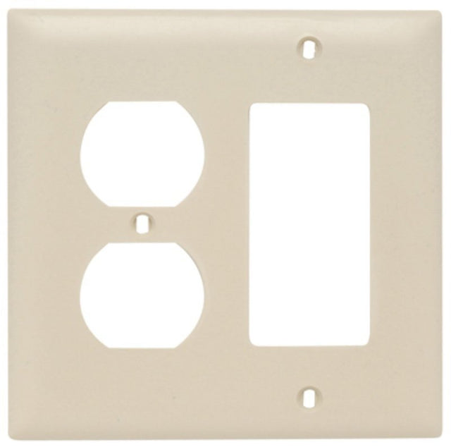 Legrand TradeMaster TP826ICC12 Combination Wallplate, 4.68 in L, 4-3/4 in W, 2 -Gang, Nylon, Ivory