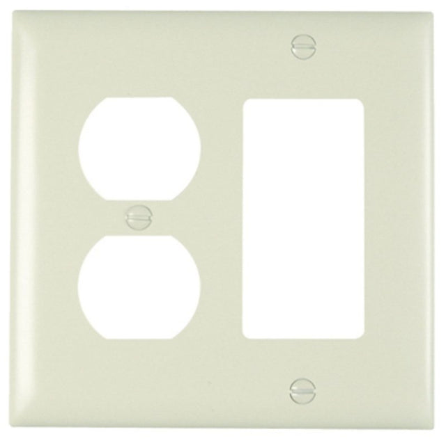 Legrand TP826LACC12 Wallplate, 4-3/4 in L, 4.6875 in W, 2 -Gang, Nylon, Light Almond