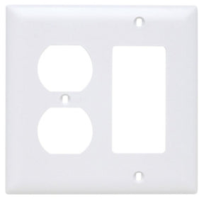 Legrand TradeMaster TP826WCC12 Combination Wallplate, 4.68 in L, 4-3/4 in W, 2 -Gang, Nylon, White