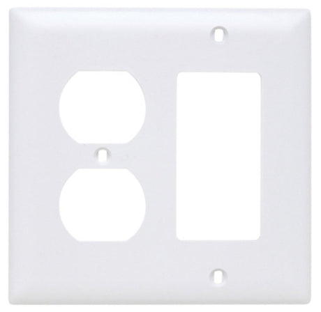 Legrand TradeMaster TP826WCC12 Combination Wallplate, 4.68 in L, 4-3/4 in W, 2 -Gang, Nylon, White