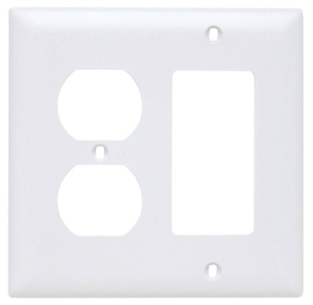 Legrand TradeMaster TP826WCC12 Combination Wallplate, 4.68 in L, 4-3/4 in W, 2 -Gang, Nylon, White