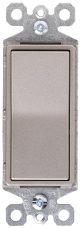 Legrand radiant Series TM873NICC10 Paddle Switch, 15 A, 120/277 VAC, Push Wire, Side Wire Terminal, Nickel