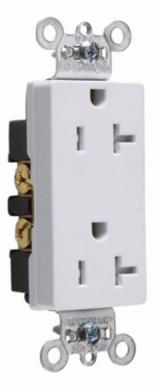 Legrand TR26352WCC8 Duplex Receptacle, Nylon, White, 2-Pole, 20 A, 125 V, NEMA: 5-20R, 14 to 10 AWG Wire