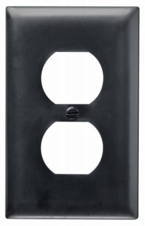 Legrand TP8BKCC25 Duplex Wallplate, 4.6875 in L, 2.9375 in W, 1-Gang, Nylon, Black