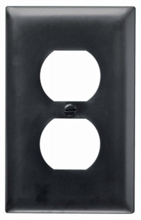 Legrand TP8BKCC25 Duplex Wallplate, 4.6875 in L, 2.9375 in W, 1-Gang, Nylon, Black