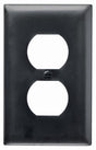 Legrand TP8BKCC25 Duplex Wallplate, 4.6875 in L, 2.9375 in W, 1-Gang, Nylon, Black