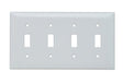 Pass & Seymour SP SP4WU Wallplate, 8.13 in L, 4-1/2 in W, 4 -Gang, Plastic, White, Pack of 10