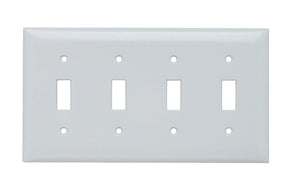 Pass & Seymour SP SP4WU Wallplate, 8.13 in L, 4-1/2 in W, 4 -Gang, Plastic, White, Pack of 10