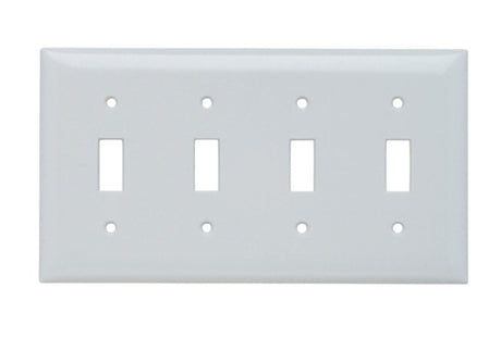 Pass & Seymour SP SP4WU Wallplate, 8.13 in L, 4-1/2 in W, 4 -Gang, Plastic, White, Pack of 10
