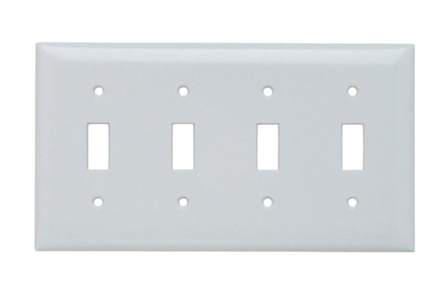 Pass & Seymour SP SP4WU Wallplate, 8.13 in L, 4-1/2 in W, 4 -Gang, Plastic, White, Pack of 10