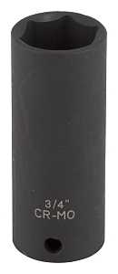 Vulcan MT6580117 Deep Impact Socket, 3/4 in Socket, 3/8 in Drive, Deep Drive, 6-Point, Chrome Molybdenum Steel