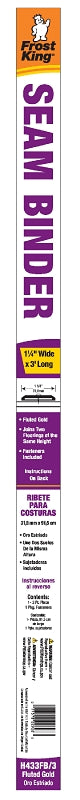 Frost King H433FB/3 Seam Binder, 3 ft L, 1-1/4 in W, Fluted Surface, Aluminum, Gold, Satin