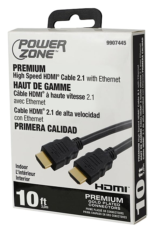 PowerZone ORHDMI04 High-Speed HDMI Cable, HDMI Gold, Black Sheath, 10 ft L