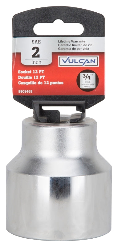 Vulcan MT-SS6064 Drive Socket, 2 in Socket, 3/4 in Drive, 12-Point, Chrome Vanadium Steel, Chrome