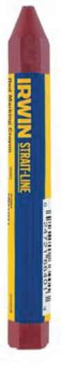 Irwin STRAIT-LINE 66401 Permanent Lumber Crayon, Red, 1/2 in Dia, 4-1/2 in L, Pack of 12