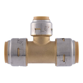 SharkBite Max Series UR412A Reducing Pipe Tee, 3/4 x 1/2 in, Push-To-Connect, Brass, 250 psi Pressure