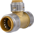 SharkBite Max Series UR416A Reducing Tee, 1 x 3/4 in, Push-To-Connect, Brass/Stainless Steel, 400 psi Pressure