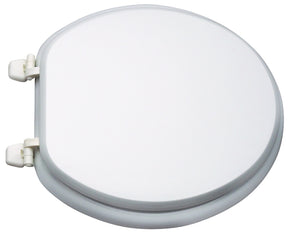 ProSource T-17WM-3L Toilet Seat, Round, MDF Molded Fiberboard, White, Plastic Hinge Hinge